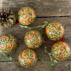 Ornate Classic Paper Mache Holiday Ornaments (set of 6)